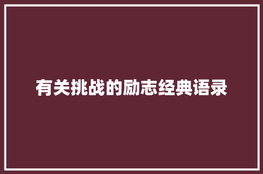 有关挑战的励志经典语录