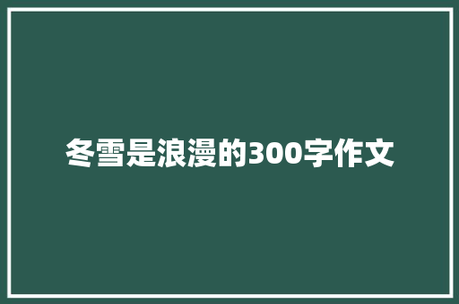 冬雪是浪漫的300字作文