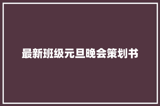 最新班级元旦晚会策划书