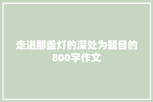 走进那盏灯的深处为题目的800字作文