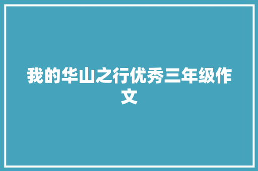 我的华山之行优秀三年级作文