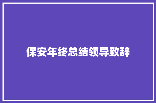 保安年终总结领导致辞