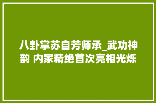 八卦掌苏自芳师承_武功神韵 内家精绝首次亮相光烁武林