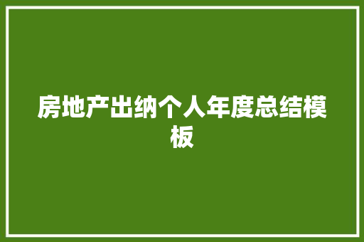 房地产出纳个人年度总结模板 论文范文