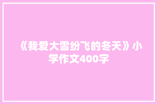 《我爱大雪纷飞的冬天》小学作文400字