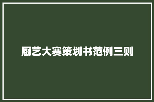 厨艺大赛策划书范例三则