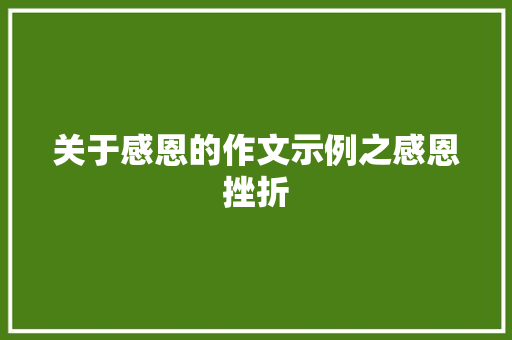 关于感恩的作文示例之感恩挫折