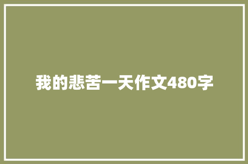 我的悲苦一天作文480字 演讲稿范文