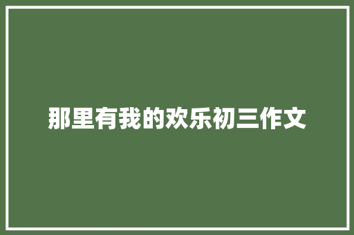 那里有我的欢乐初三作文