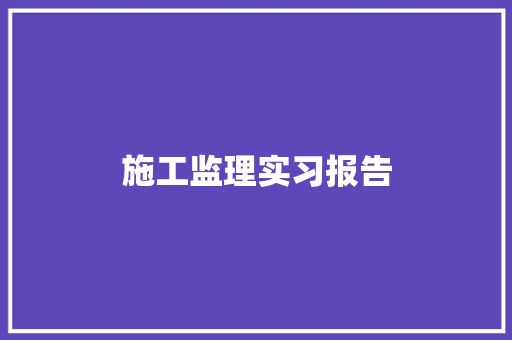 施工监理实习报告