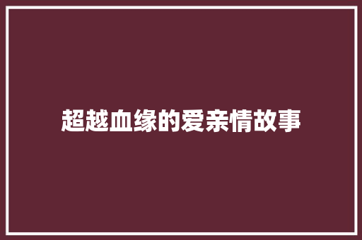 超越血缘的爱亲情故事