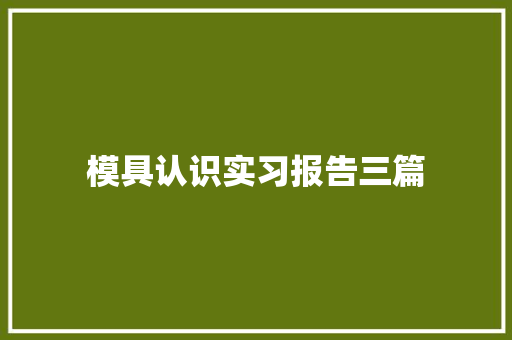 模具认识实习报告三篇