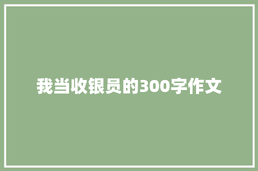 我当收银员的300字作文 演讲稿范文