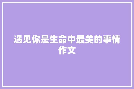 遇见你是生命中最美的事情作文 论文范文