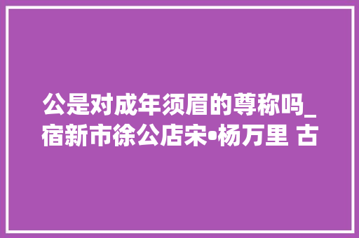 公是对成年须眉的尊称吗_宿新市徐公店宋•杨万里 古诗词赏析十六