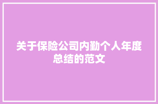 关于保险公司内勤个人年度总结的范文