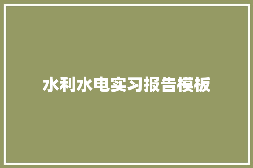 水利水电实习报告模板