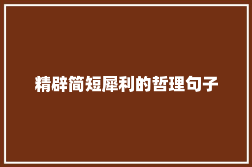 精辟简短犀利的哲理句子