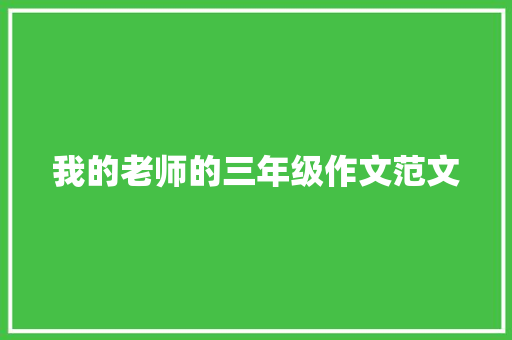 我的老师的三年级作文范文