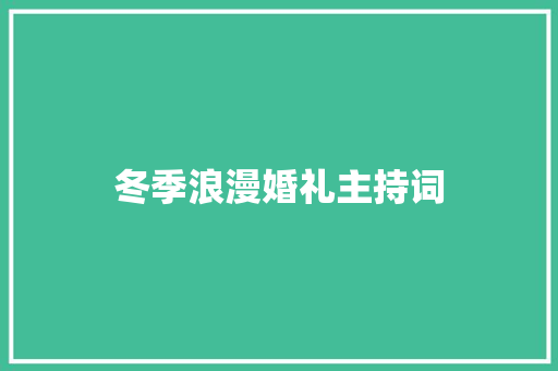 冬季浪漫婚礼主持词