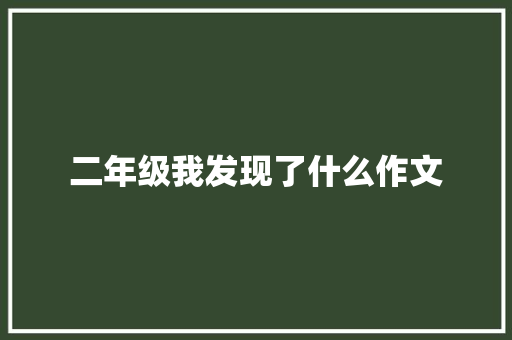 二年级我发现了什么作文 职场范文