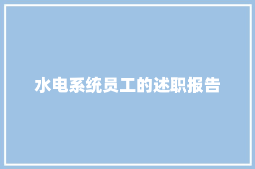 水电系统员工的述职报告