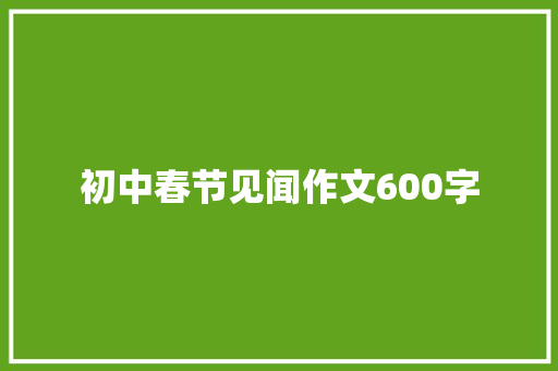 初中春节见闻作文600字