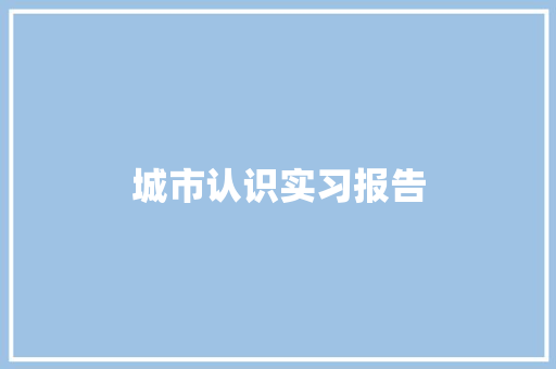 城市认识实习报告