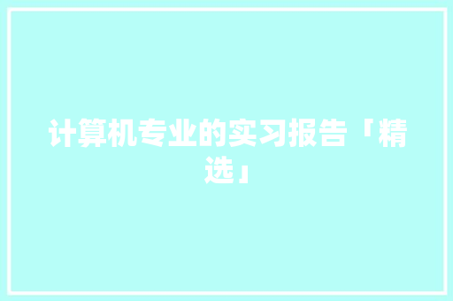 计算机专业的实习报告「精选」 演讲稿范文