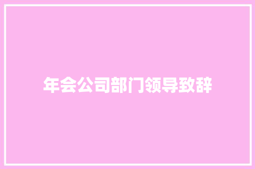 年会公司部门领导致辞 演讲稿范文