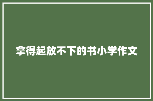 拿得起放不下的书小学作文