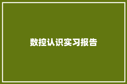 数控认识实习报告