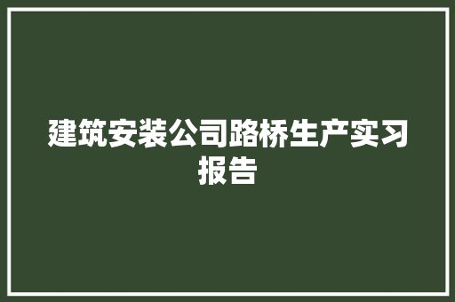 建筑安装公司路桥生产实习报告