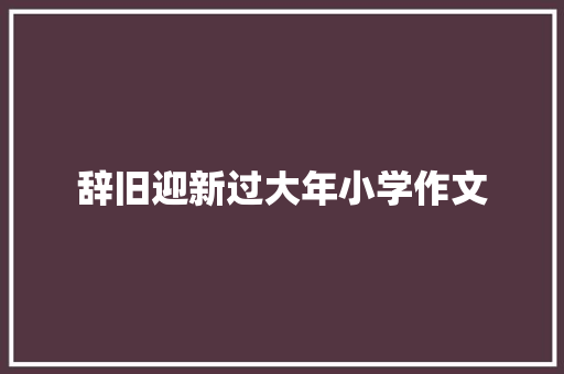 辞旧迎新过大年小学作文