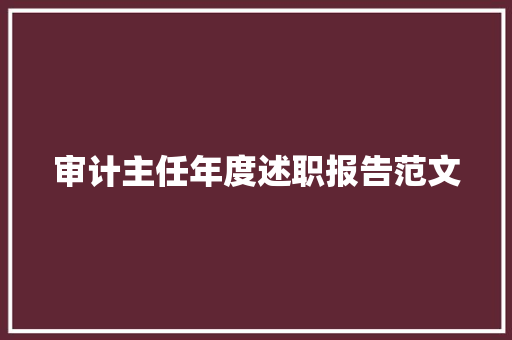 审计主任年度述职报告范文 商务邮件范文