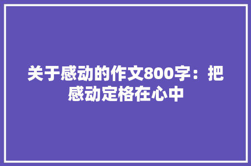 关于感动的作文800字：把感动定格在心中