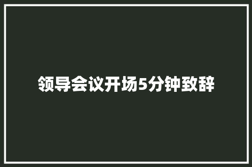 领导会议开场5分钟致辞