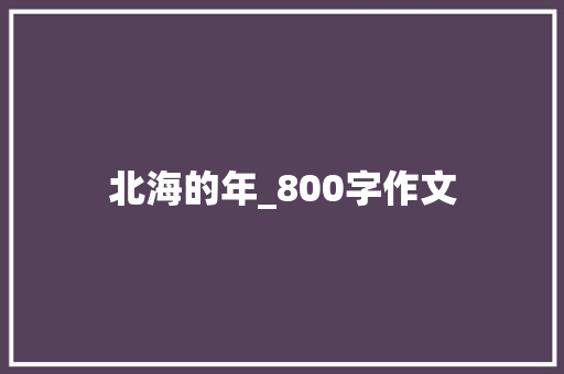 北海的年_800字作文