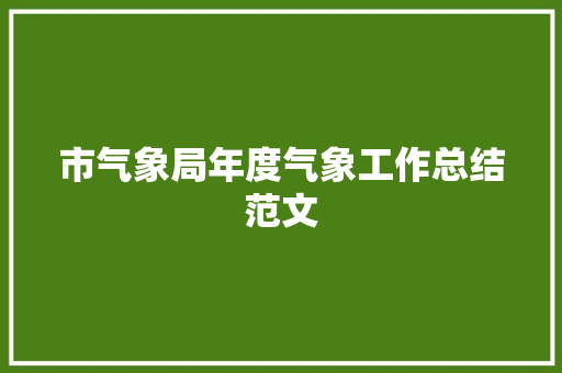 市气象局年度气象工作总结范文