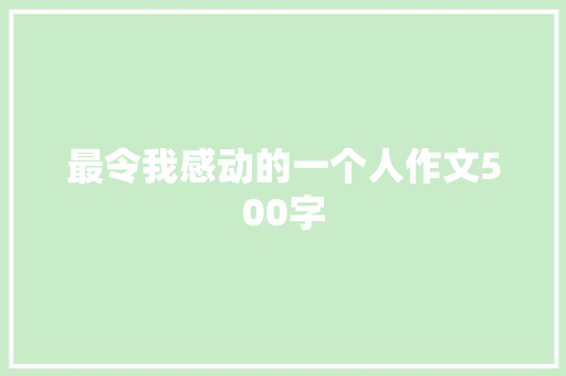 最令我感动的一个人作文500字