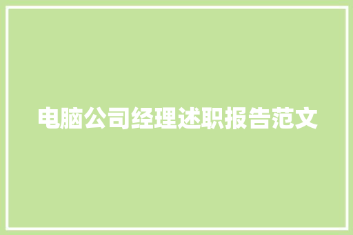 电脑公司经理述职报告范文