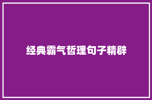 经典霸气哲理句子精辟 致辞范文