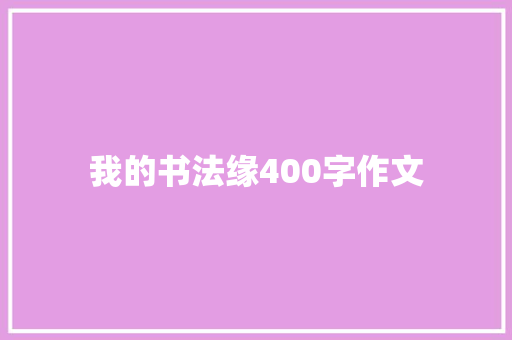 我的书法缘400字作文