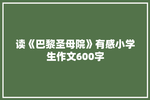 读《巴黎圣母院》有感小学生作文600字