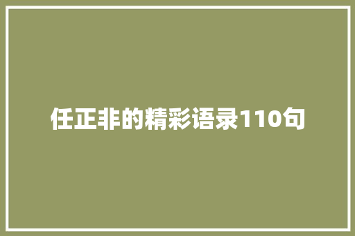 任正非的精彩语录110句