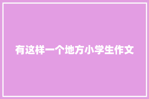 有这样一个地方小学生作文