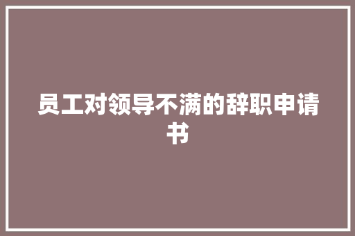 员工对领导不满的辞职申请书 商务邮件范文