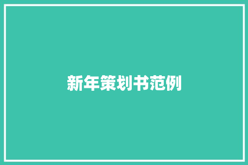 新年策划书范例