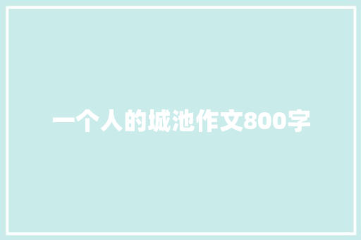 一个人的城池作文800字