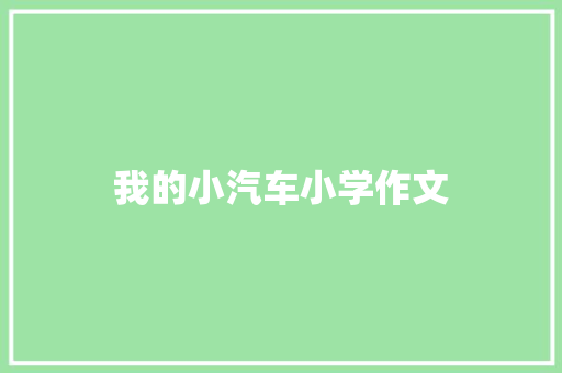 我的小汽车小学作文